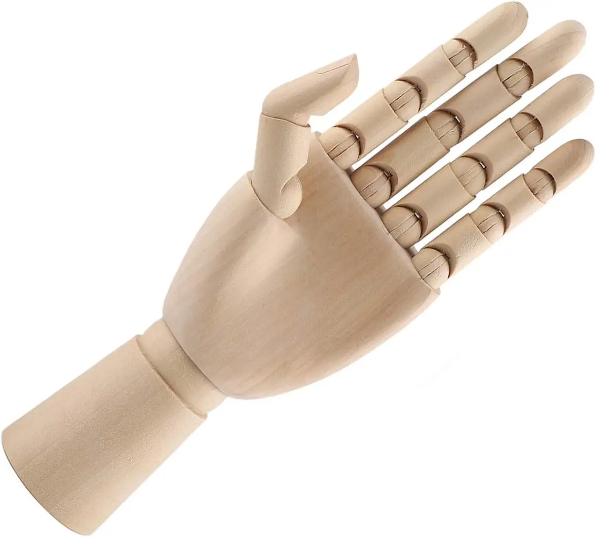 Wooden Hand Model 10 Inch Left Hand Art Mannequin Figure with Flexible Fingers for Drawing School
