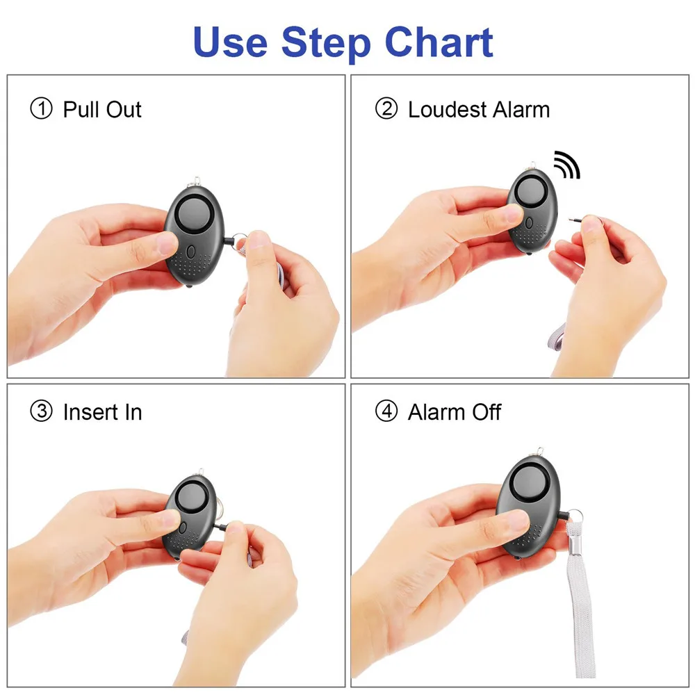 Wholesale 140db Siren Song Security Keychain Round Police Approved Electronic Reminder Personal Alarm for Night Worker Girls