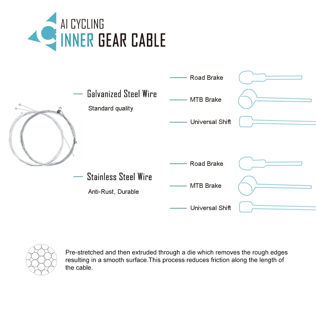 Оцинкованная линия троса переключения передач для велосипеда, внутренняя проволока, сталь, высокопрочная прочная линия троса переключения передач для горного и дорожного велосипеда