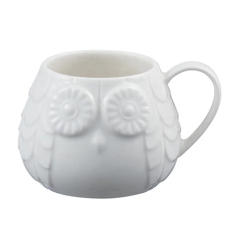 Bone China Mugs Creative Owl Shape Nordic White Mugs Factory Coffee Tea Mug