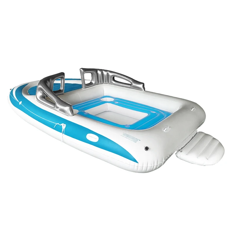 Factory Stock Pvc Party Floating Island Inflatable Drifting Boat Newest Inflatable Water Party Boat