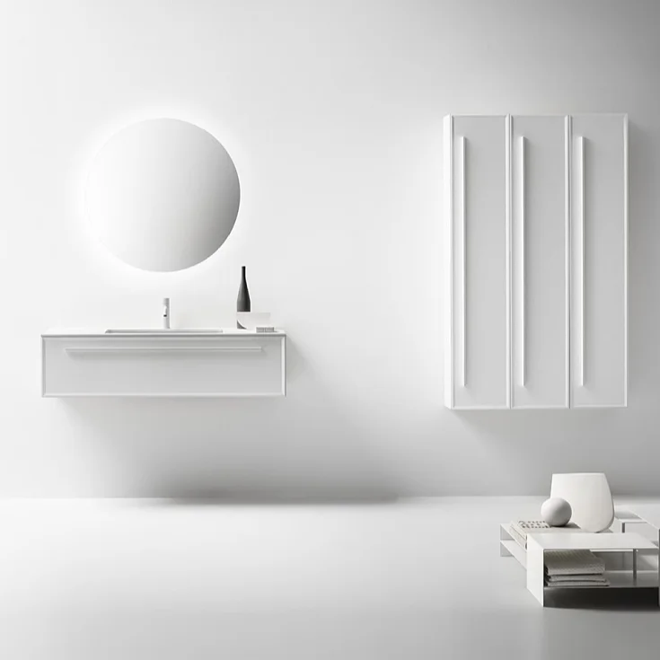 2021 новый дизайн, настенные белые современные шкафы для ванной комнаты с круглым зеркалом