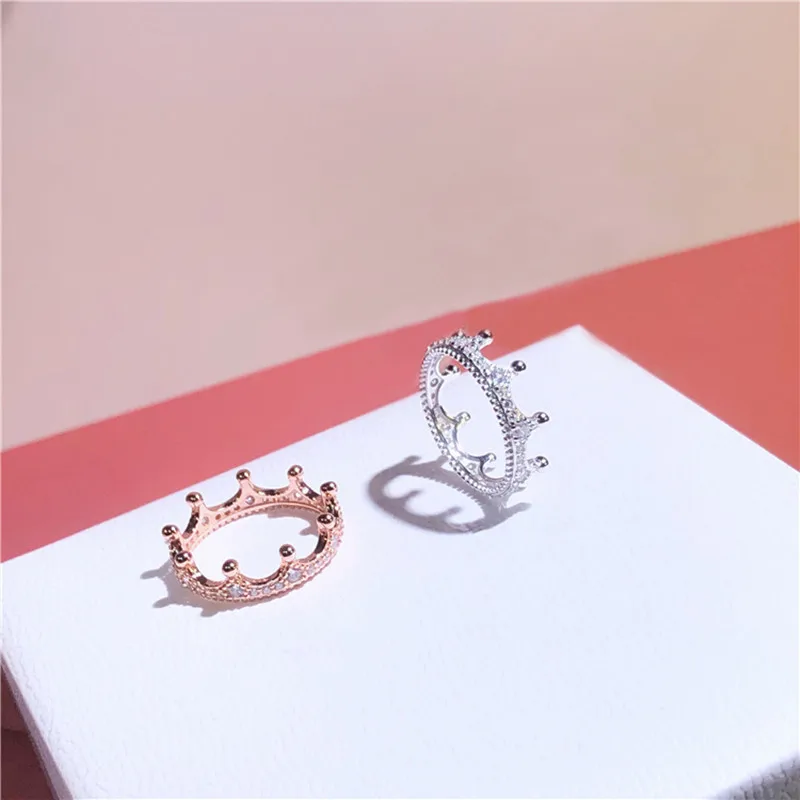 luxury and fashion solid 925 sterling silver crown ring