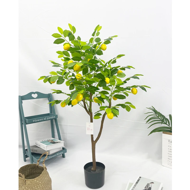 Simulation Decorations Faux Potted Lemon Fruits Tree Plastic Fruit Trees Fake Orange Artificial Lemon Tree