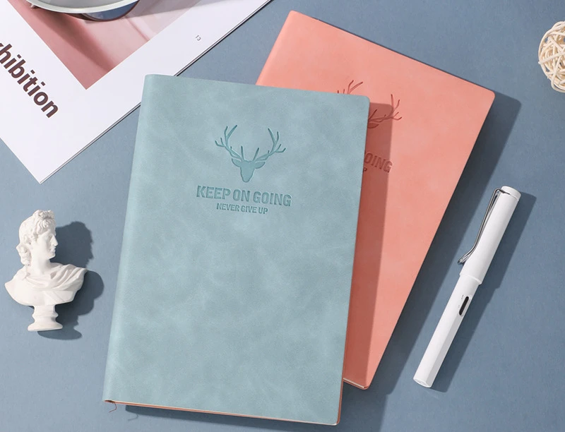 Wholesale A6 A5 B5 Embossed LOGO Sheep Skin PU Leather Softcover Office School Notebook Direct Selling