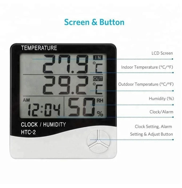 Hydroponics Digital Thermohygrometer/thermometer Without External Wire