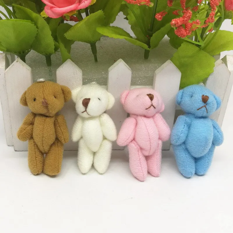 Hot Selling 6CM Small Plush Joint Teddy Bear Keychain Cheap Price Promotional Gift Mini Teddy Bear Bouquet Toy