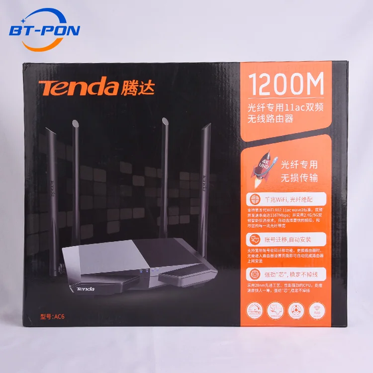  Tenda AC6 1200 Мбит/с ftth МОДЕМ wifi маршрутизатор беспроводной 4g lte с 4 6dbi внешней