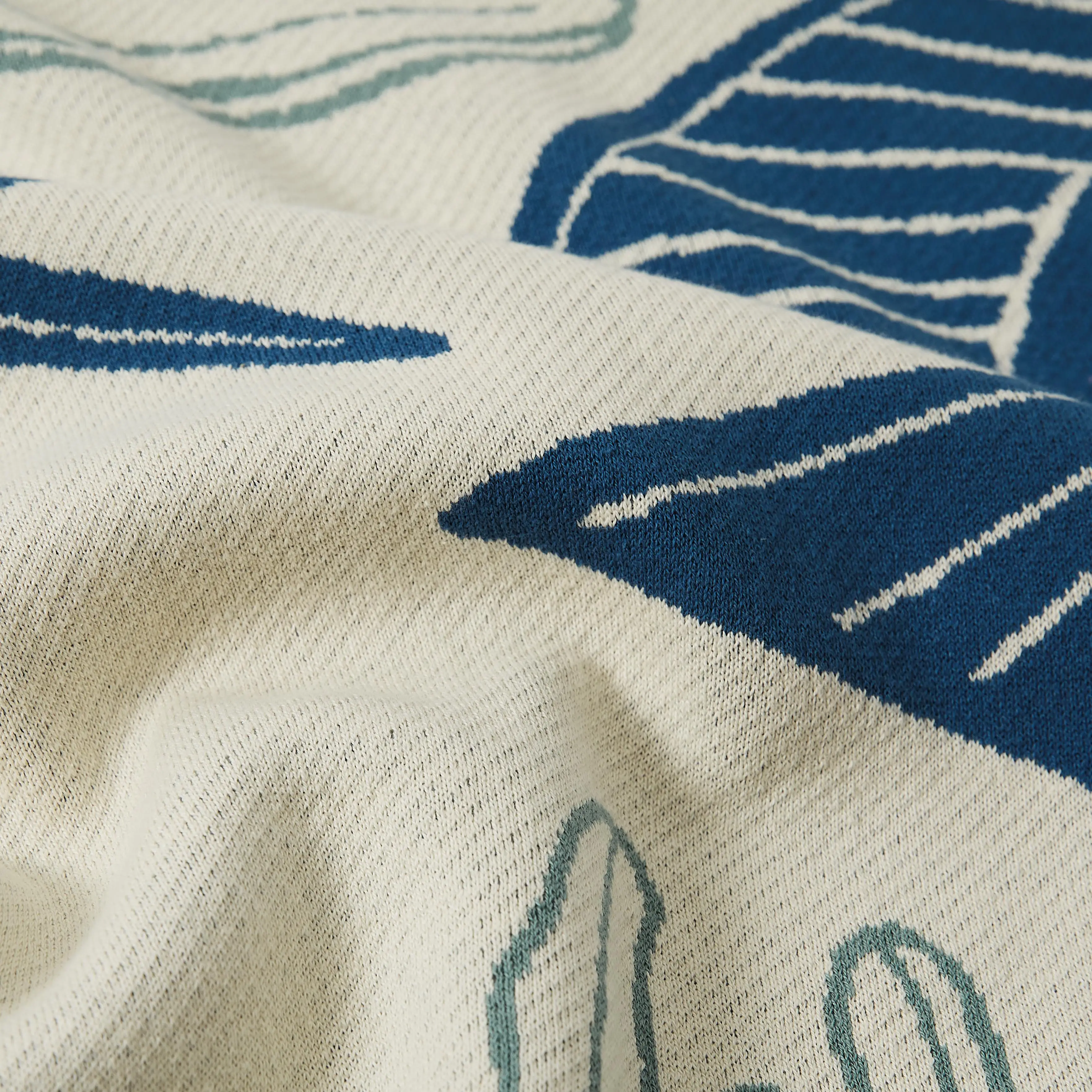 OEKO-TEX home decor cotton jacquard sofa sea world knitted throw blanket