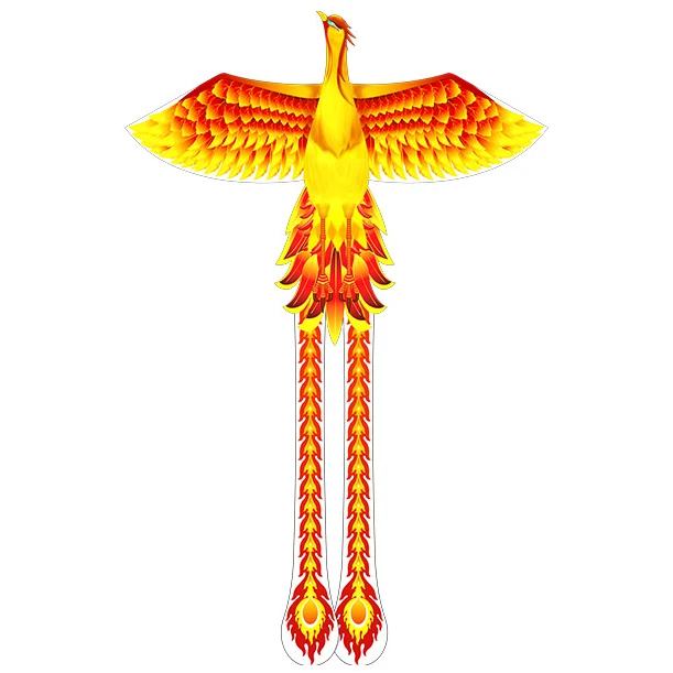 Large Chinese Traditional Bird Golden Phoenix Kite Used Toughness Fiberglass Frame