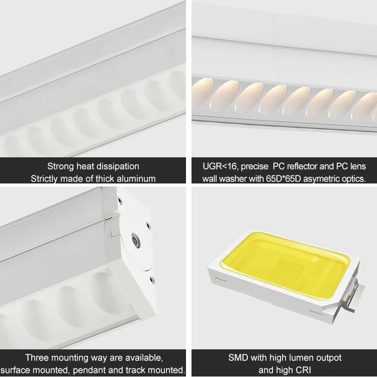 China Anti Glare Aluminum Supermarket Office Ceiling Hanging 100CM 64W SMD LED Linear Lamp