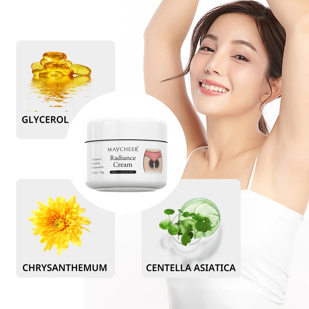 Maycheer Low MOQ Whitening Cream 50g For Armpit Knees Anti Dark Spot Organic Moisturizing Whitening Body Radiance Cream