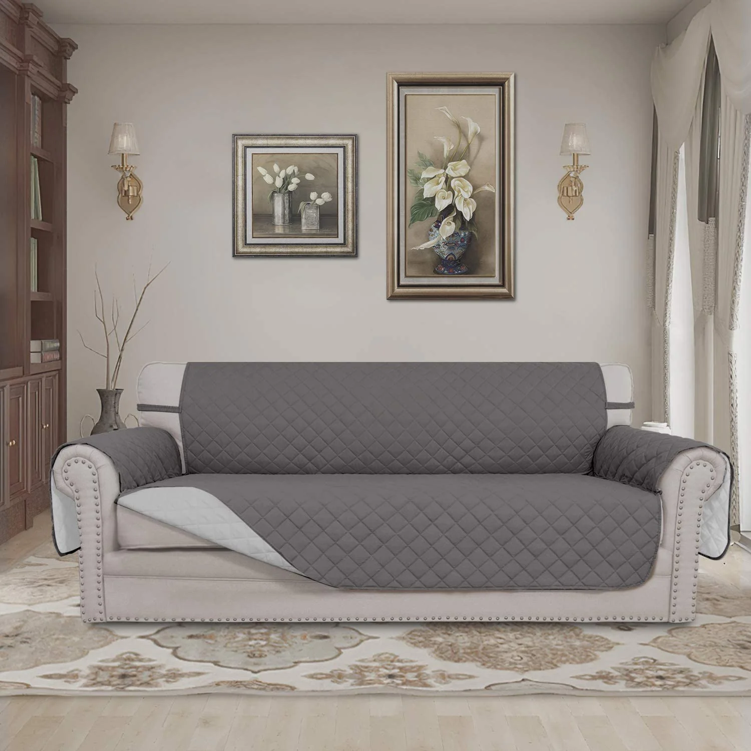 Anti-slip Pet Sofa Cover Couch Foam Sticks Elastic Straps Strech Armchair Waterproof