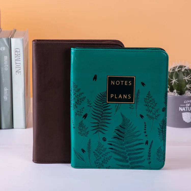 Leather Ring Binder Zipper Padfolio Custom Manager