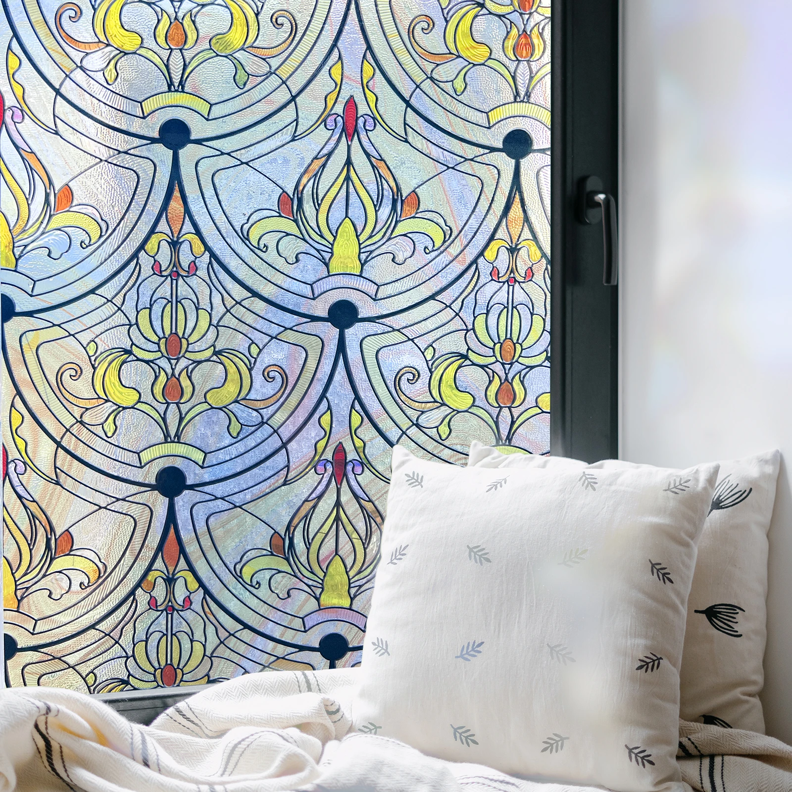 3d film rainbow Film Uv Matte Privacy Self-adhesive Frosted Window Film With Design