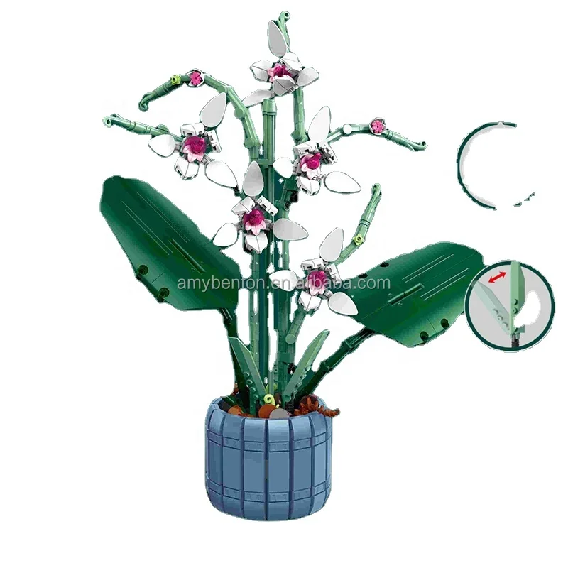 728PCS Moc Creative Mini Artificial bouquet bricks Flowers DIY Kit Building Blocks Tulip