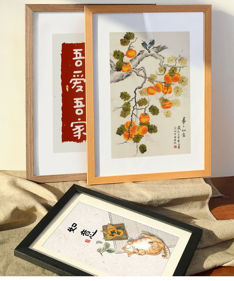 Natural Grain Solid Wood White Black Oak Customized A3 Pictures Wall Art Display Large Frame set big size Puzzle Frame with mat