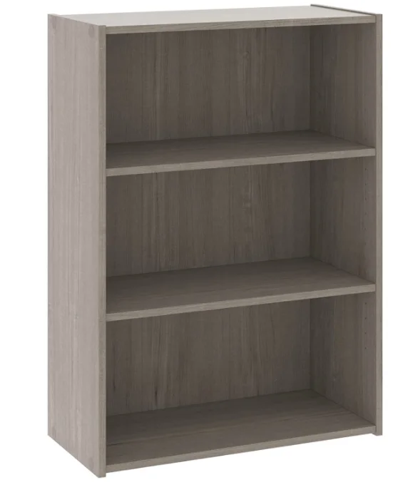 Wooden Bookcase with Open Shelves  3-Shelf Bookcase Display Cabinet for Study Room and Silver Sycamore