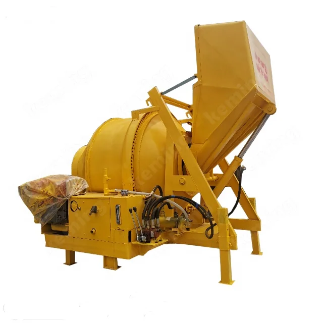 two wheels  moving JZC diesel Concrete Mixer Machine mixing concrete with lifter in Construction site