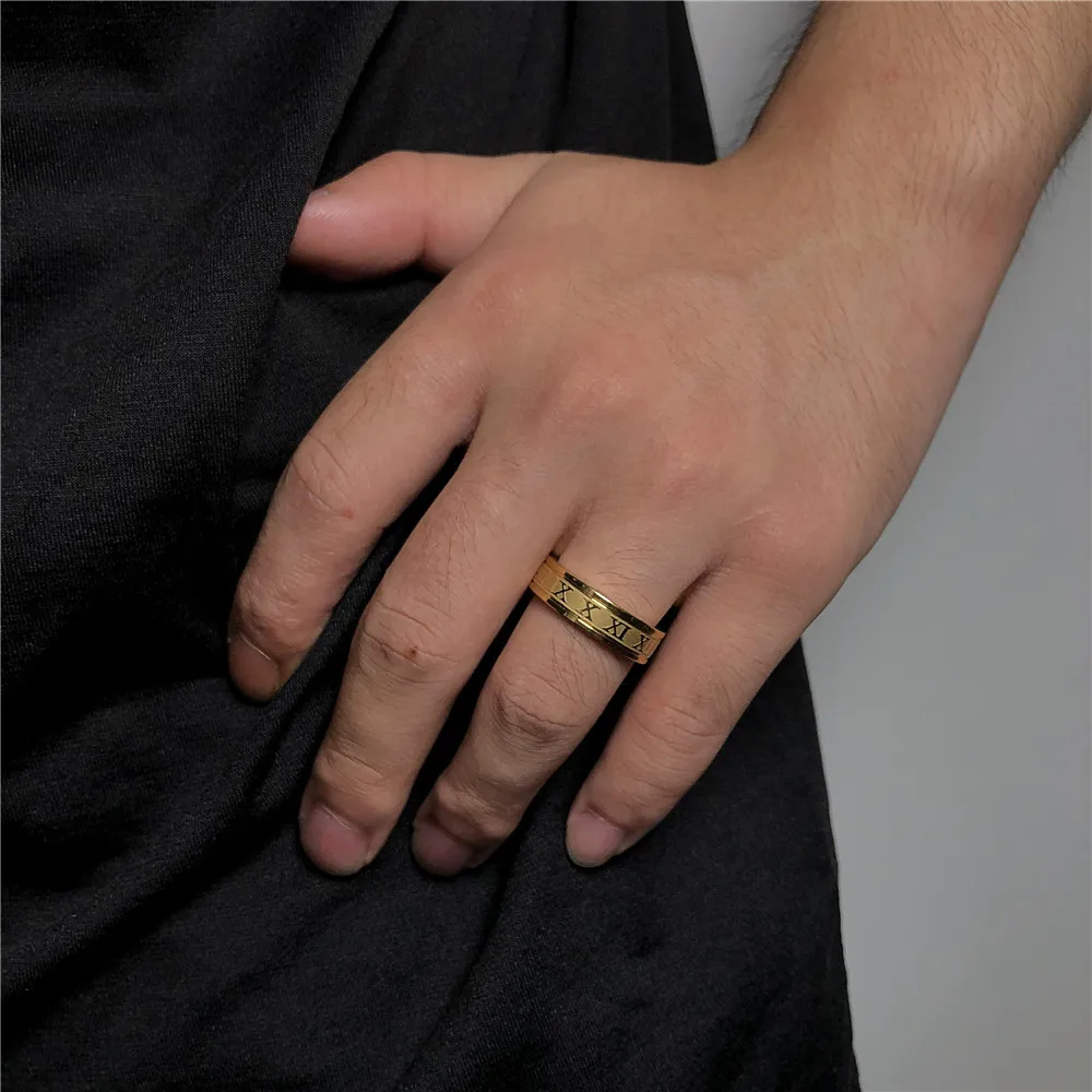 2022 Vintage Roman Numeral Men Ring Temperament Fashion Stainless Steel Rings For Men Jewelry Gift
