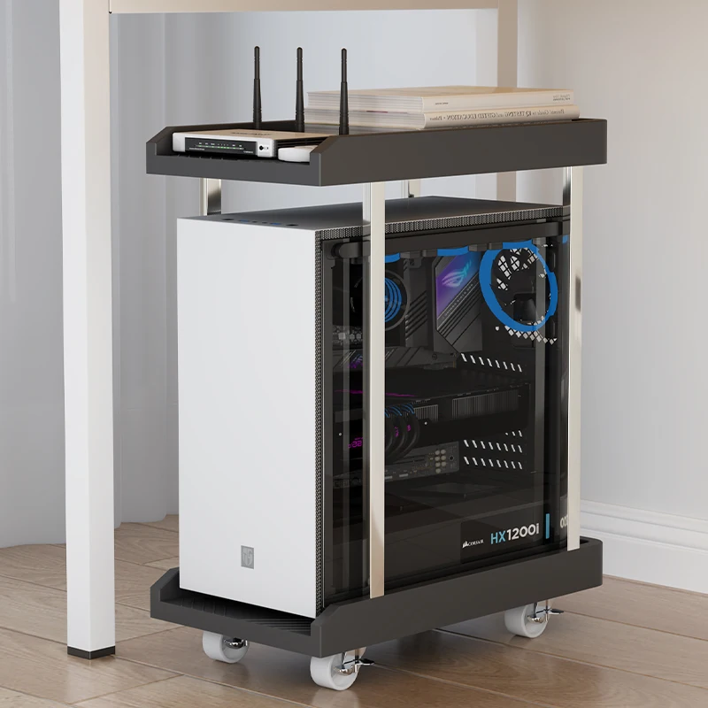 036-B01 Expandable Plastic CPU Dual Level Stand Laptop Stand with Printer Tray Convenient and Practical Workspace Accessory