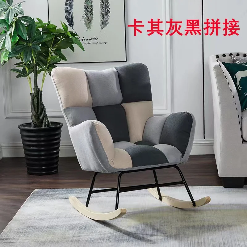 Living room Sofa relax rocking chair reclining rocking sofa Accent Modern Armchair Velvet Nursery Rocker,Wingback Rocking Chairs