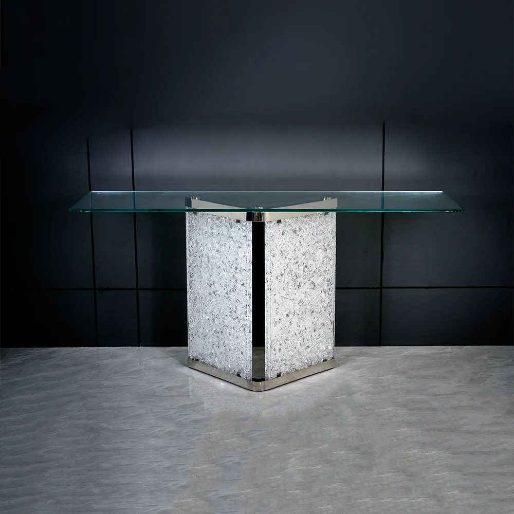 Acrylic Resin Modern Luxury Gold Metal Tempered Glass Top Mirrored Mesas de Entrance Entry Entryway Hallway Table Console Tables