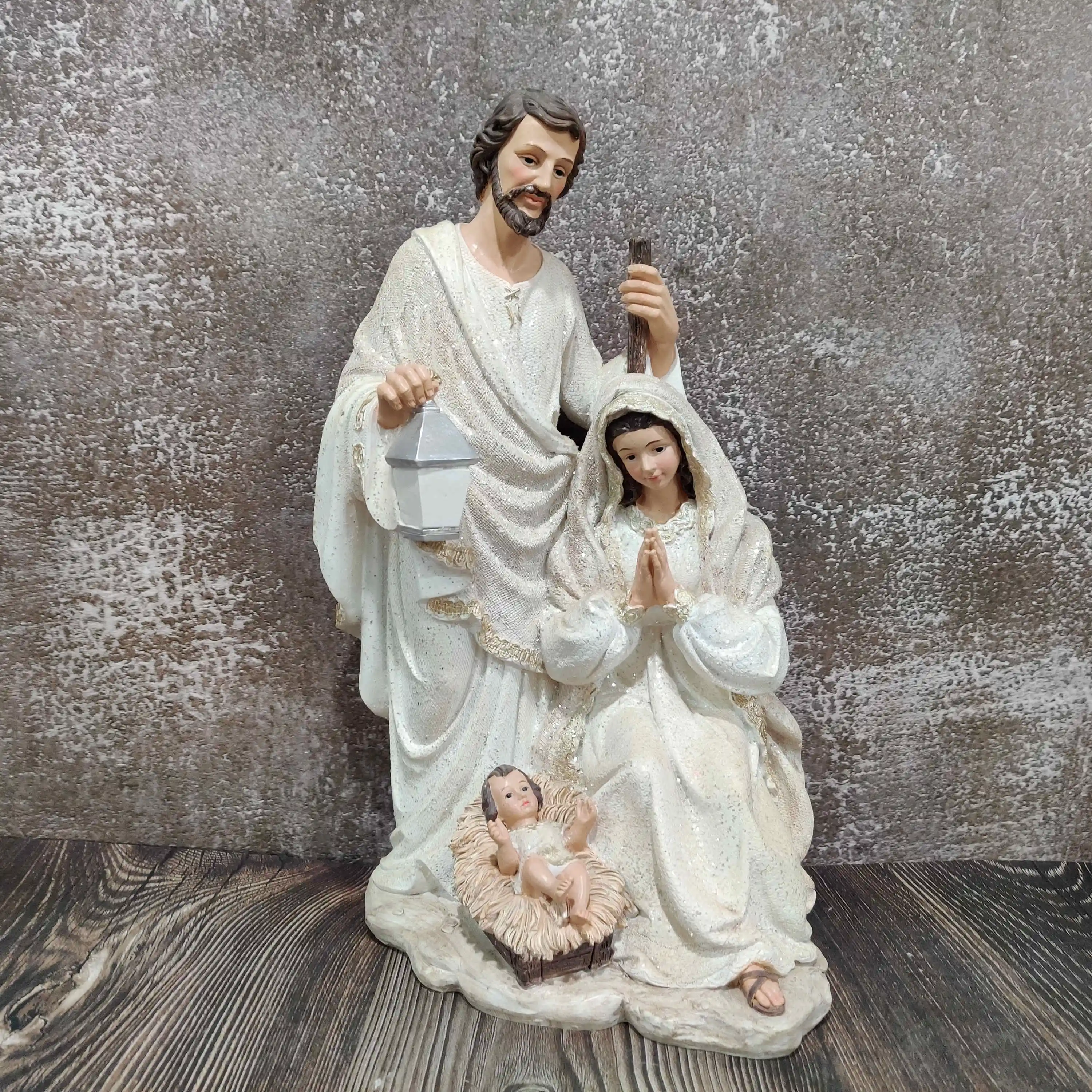 Christian Nativity Scene Statue Resin Holy Family Sculpture Religious Figurines Gifts Christmas Figurines Carton Customized Logo