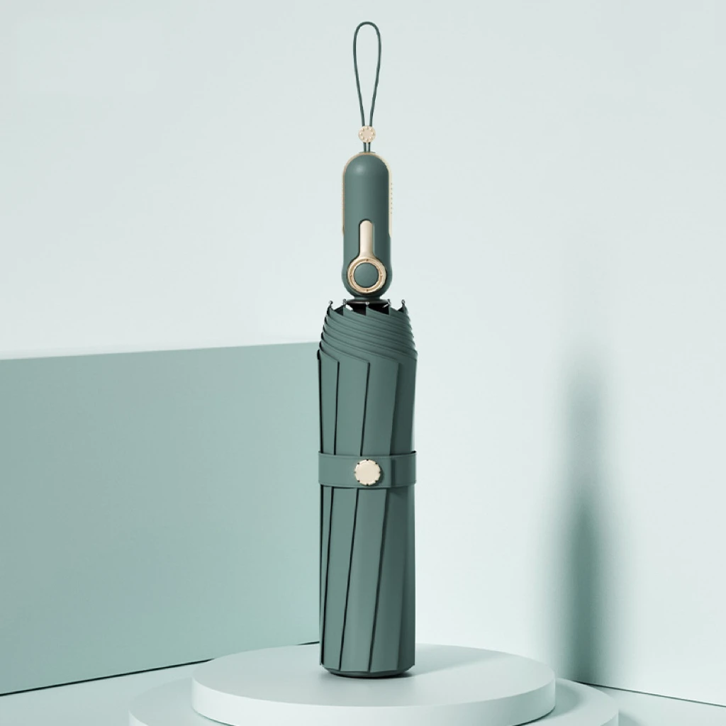 10K Windproof Umbrella Bone Solid Vintage Business Umbrella Rain And Sunshine Dual Use 3 Folding Automatic Umbrella factory