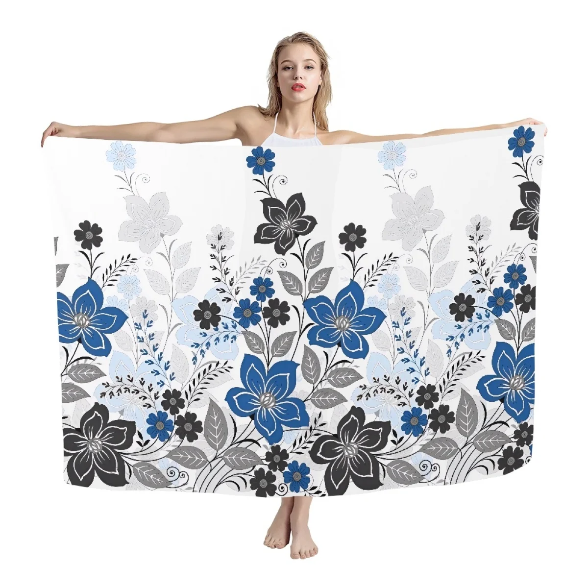 Summer Tan Pareo Chiffon Scarf Beach Bikini Up Dresses Beachwear Thin Sarong Ohia Lehua Wrap Scarf Pareo Sunscreen Covers