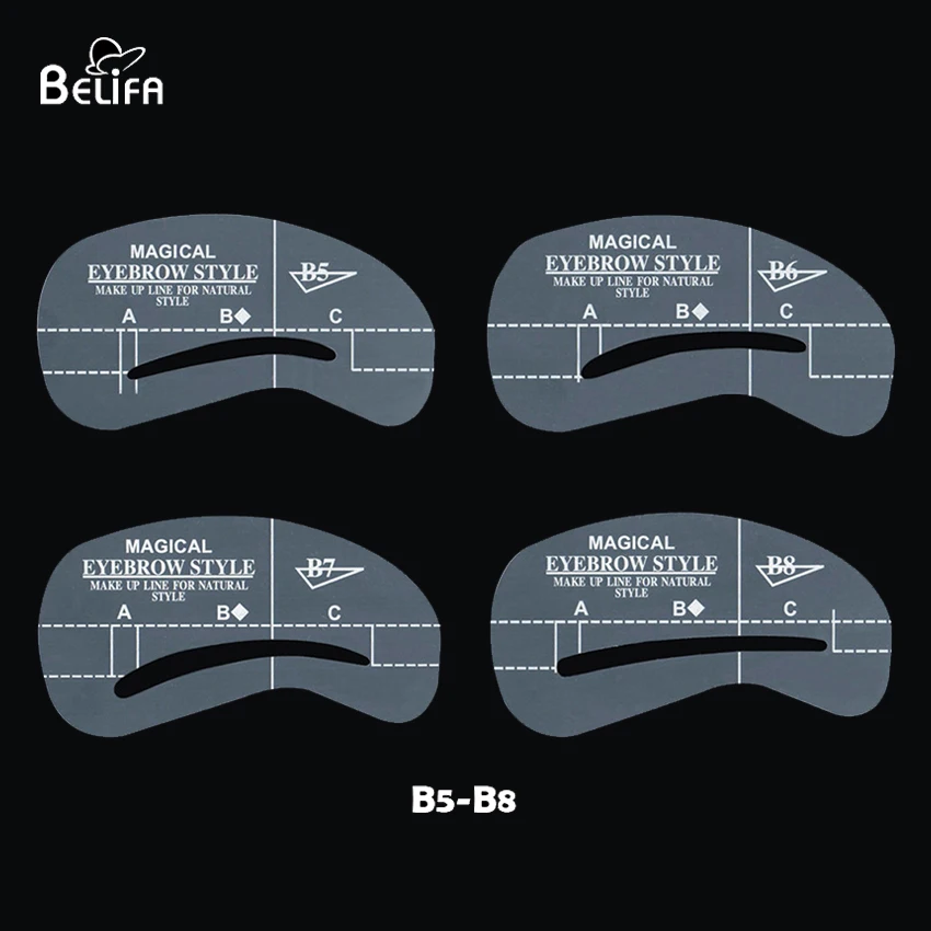 
Belifa 24 piece style grooming plastic eyebrow shape makeup stencil shaping template kit 