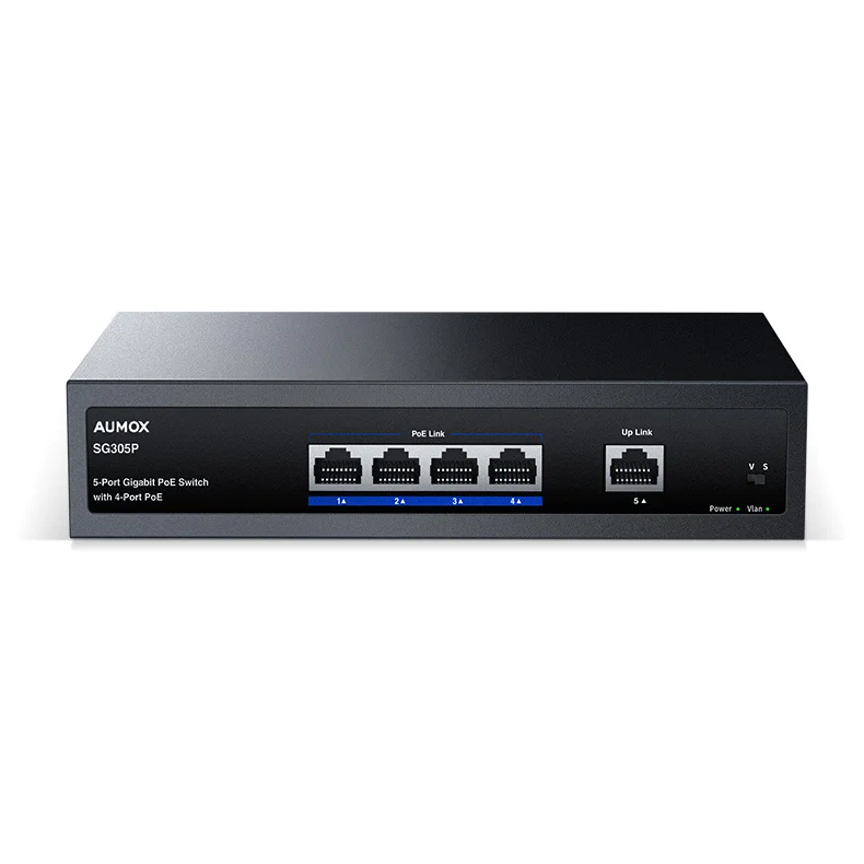 Hot Sale Metal IEEE 802.3Af/At 78W 5 X10/100/1000Mbps Unmanaged 4 Port Poe Switch Gigabit Switch For Ip Camera