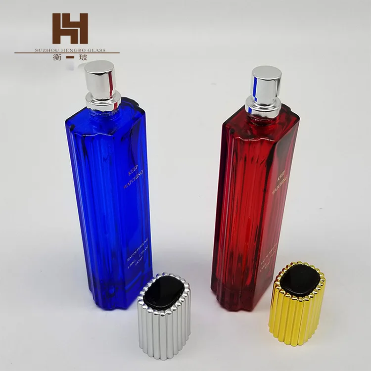  100 мл красный и синий кубовидный парфюмерный стеклянный флакон от производителя 6538T