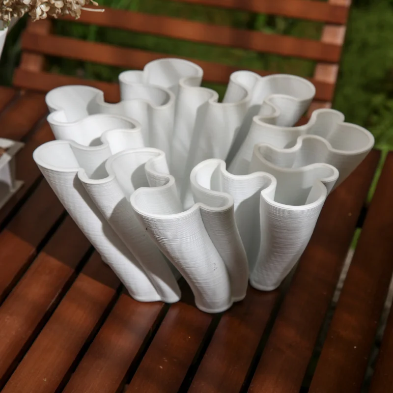 Minimalist Modern 3D Printing Ceramic Vase Flower Bouquet Pot Shape Wedding Nordic Vase for Living Room Hotel