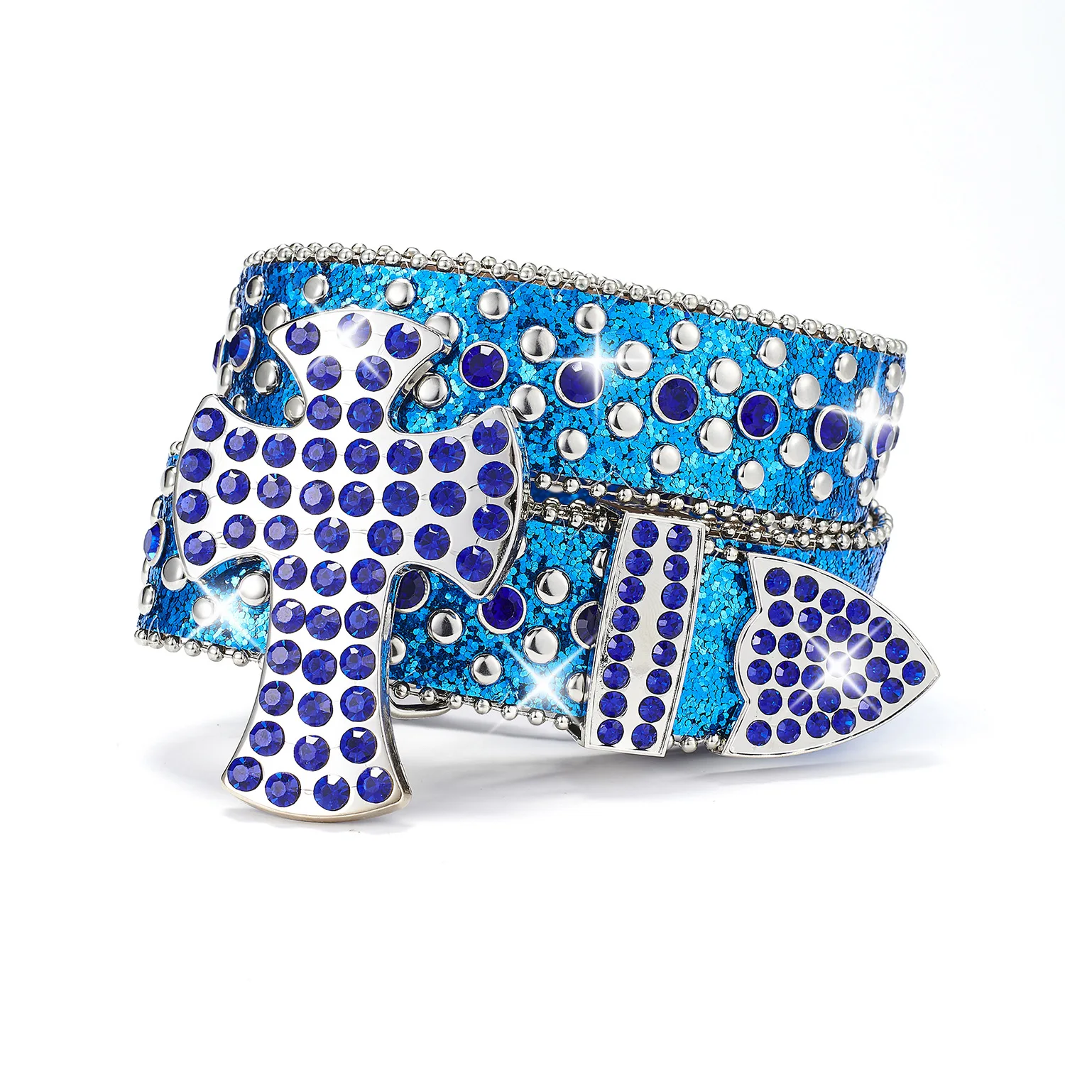 Retro metal buckle western belt bead BB imon belt diamond PU leather strap skull bucklecowboy rhinestone Belts for women