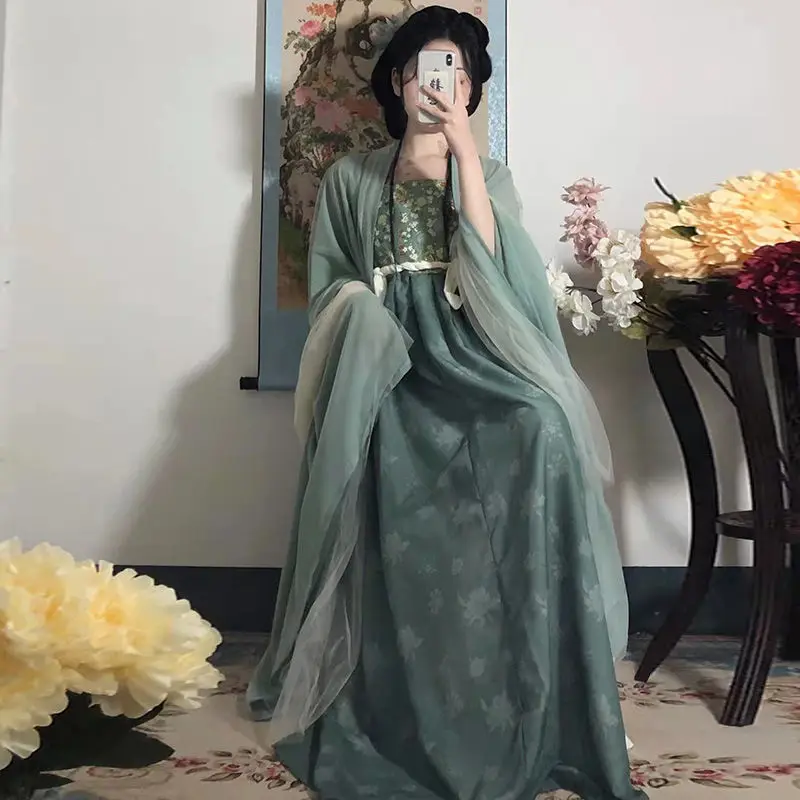 New Fashion Spring Chinese Style Retro Dresses Film and Television Daily Clothing Cos Dress Casual Hanfu Suit for Women and Lady
