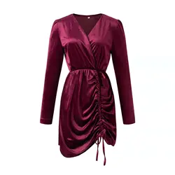 Stylish Sexy Classy Dress New Arrival Turkey Dresses  Velvet Fabric Long Sleeve Elegant Casual Dresses Ladies