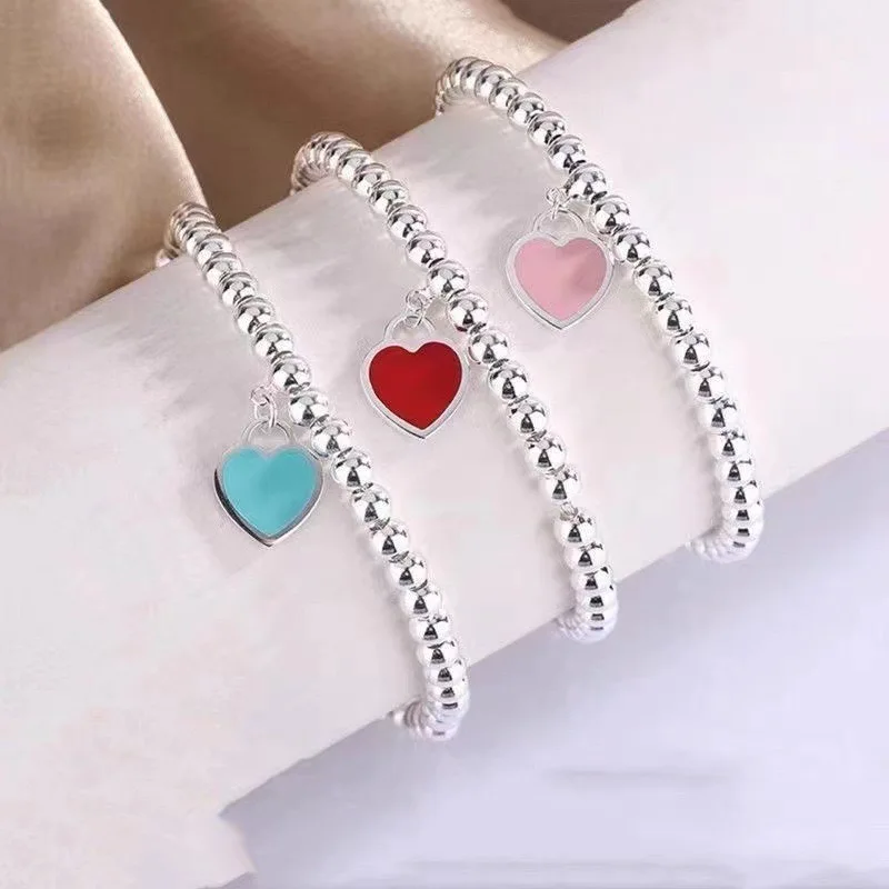 2024 Manufacturer Customized Wholesale Price Fashion Women 18k Titanium Steel Enamel Oil Love Charm Bracelet  fashion bracelets