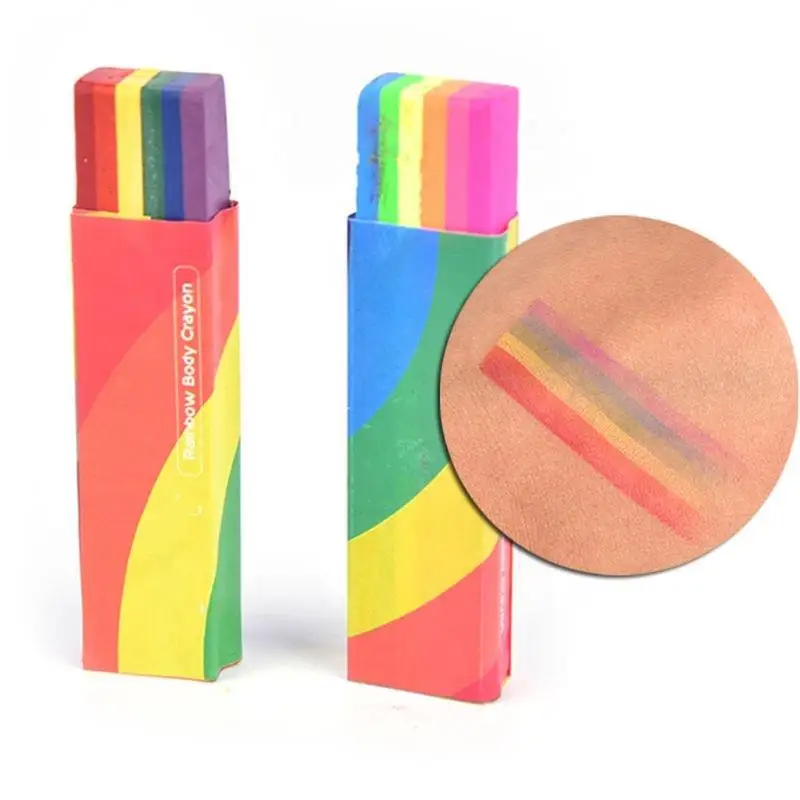 Rainbow Washable Face Paint Stick Body Tattoo Colored Pigment Pen Fluorescent Crayon Adult Kid Party Favors Makeup Cosmetic Tool