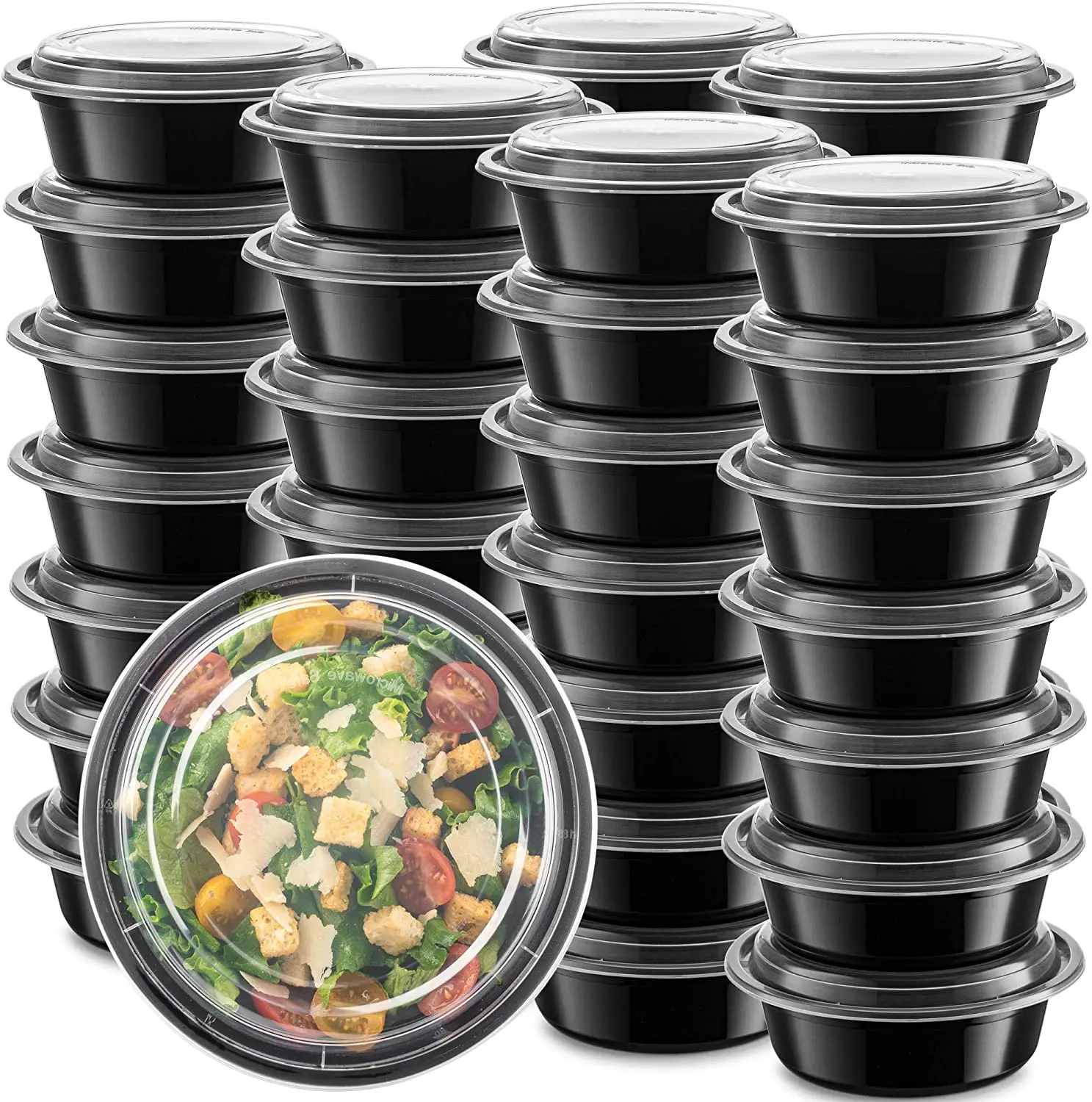 16oz 24oz 32oz 37oz 48oz Black Disposable Takeout Containers Easy Open Plastic Food Container Togo With Dome