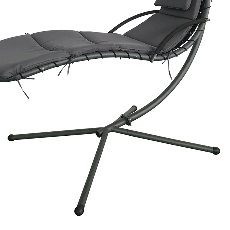 Curved Steel Removable Canopy Patio Hanging Chaise Lounge Swing for Outdoor