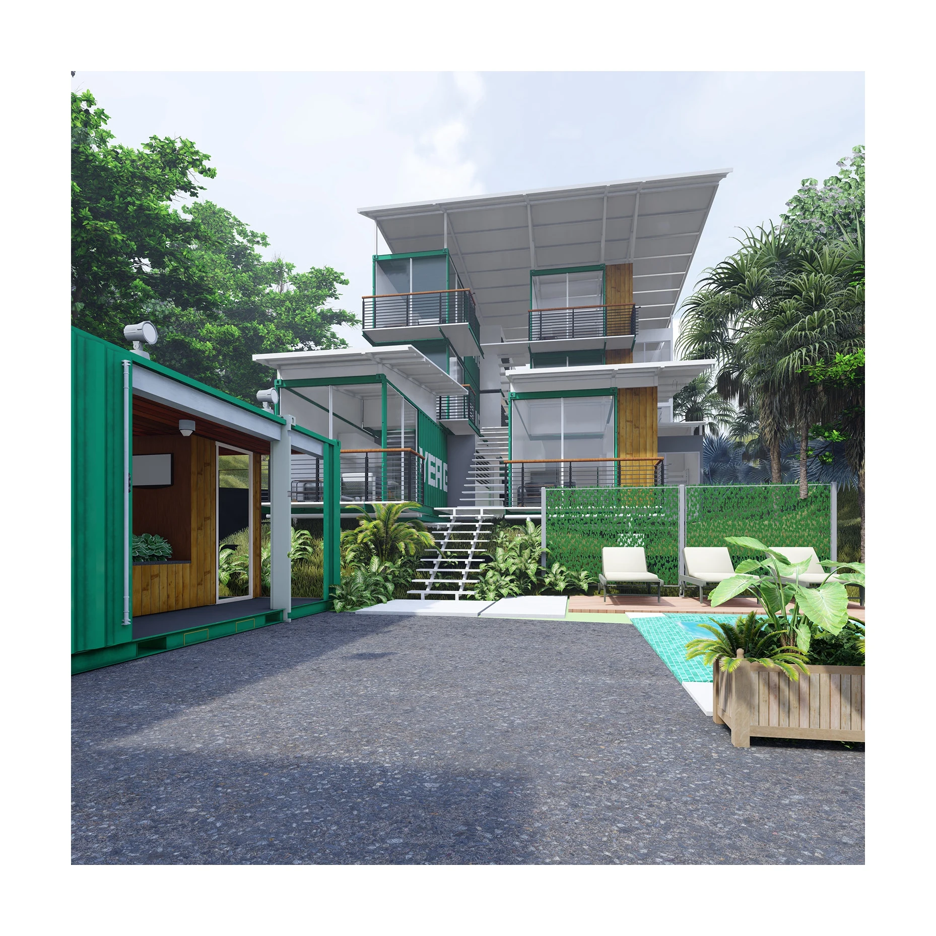 New type top sale wholesale container guest prefab panel house with pool