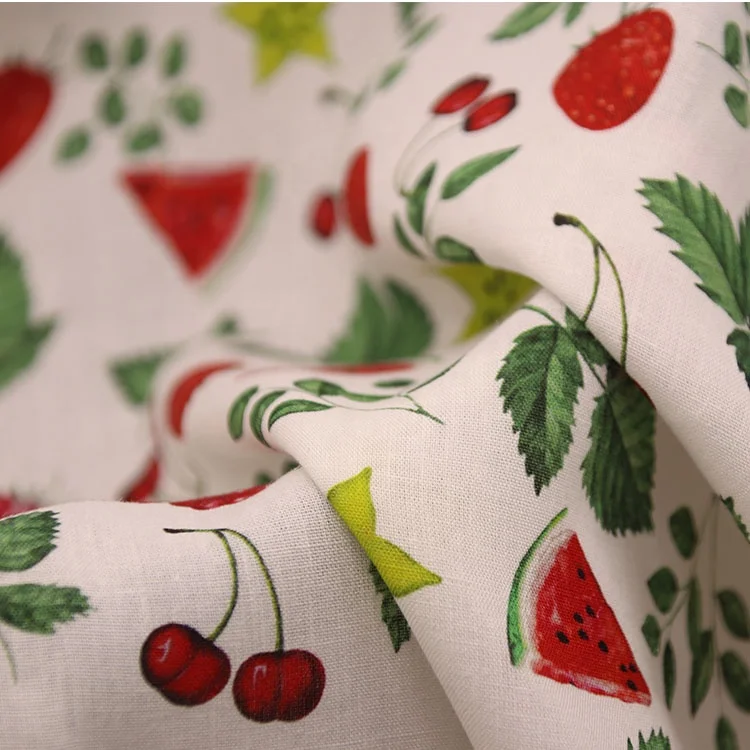 12129D фрукты цифровая печать # 70% Тенсел 30% Лен ткань для женские блузки, рубашки и платья костюмы со штанами