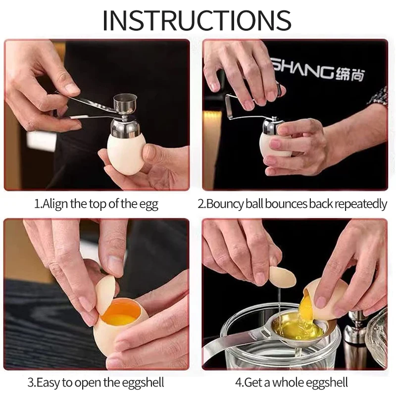 Stainless Steel Egg Topper Cracker Opener for Soft Boiled Eggs Shell Cutter Knocker Raw Egg Opener Kitchen Tools