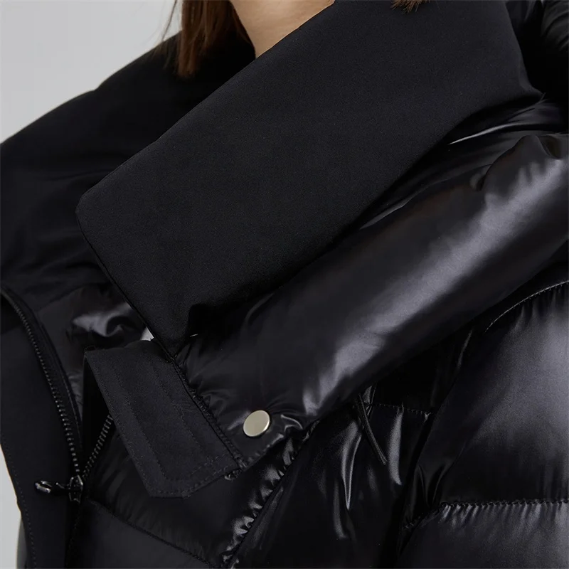 High quality women long shiny puffer jacket plus size ladies winter goose down jacket