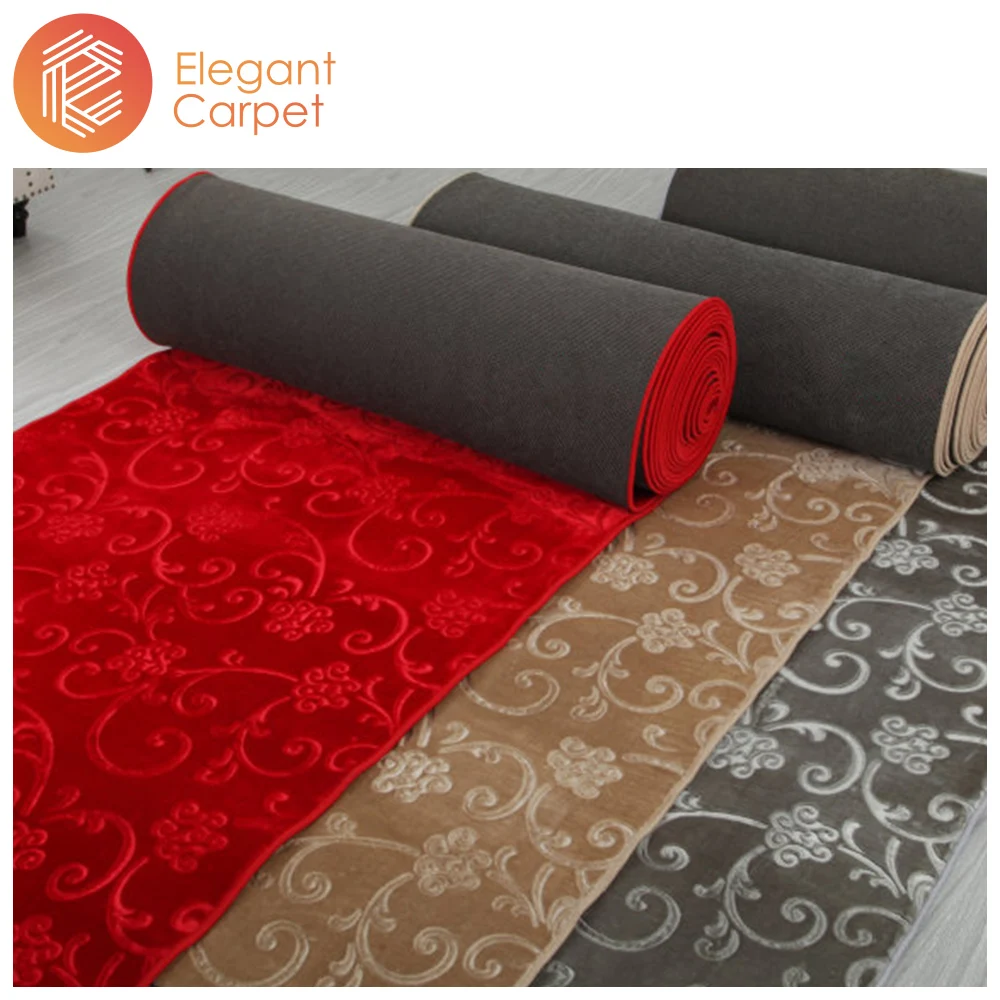 low price 100% polyester floral pattern embossed wall to wall flooring carpet