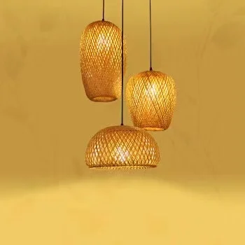 New Bamboo Wicker Rattan Wave Shade Pendant Light Hanging Ceiling Lamp Fixture Home Decor Lampshade