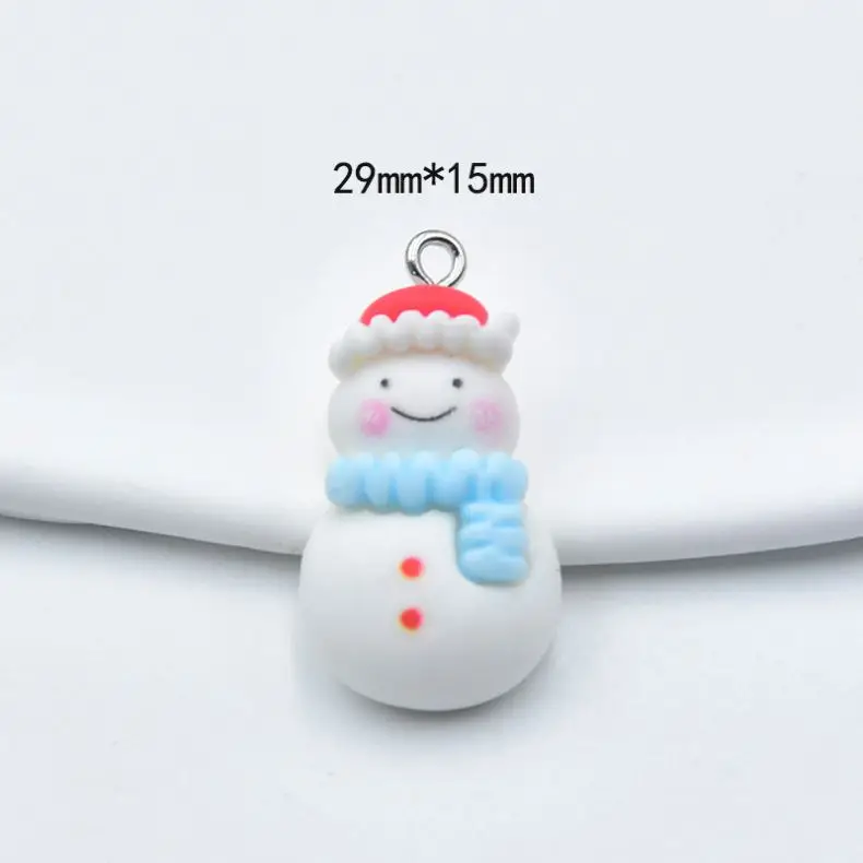 Christmas Theme Pendant Elderly Scarf Bear Flat Back Resin Cartoon Charms For Decoration Jewelry Earring DIY Crafting