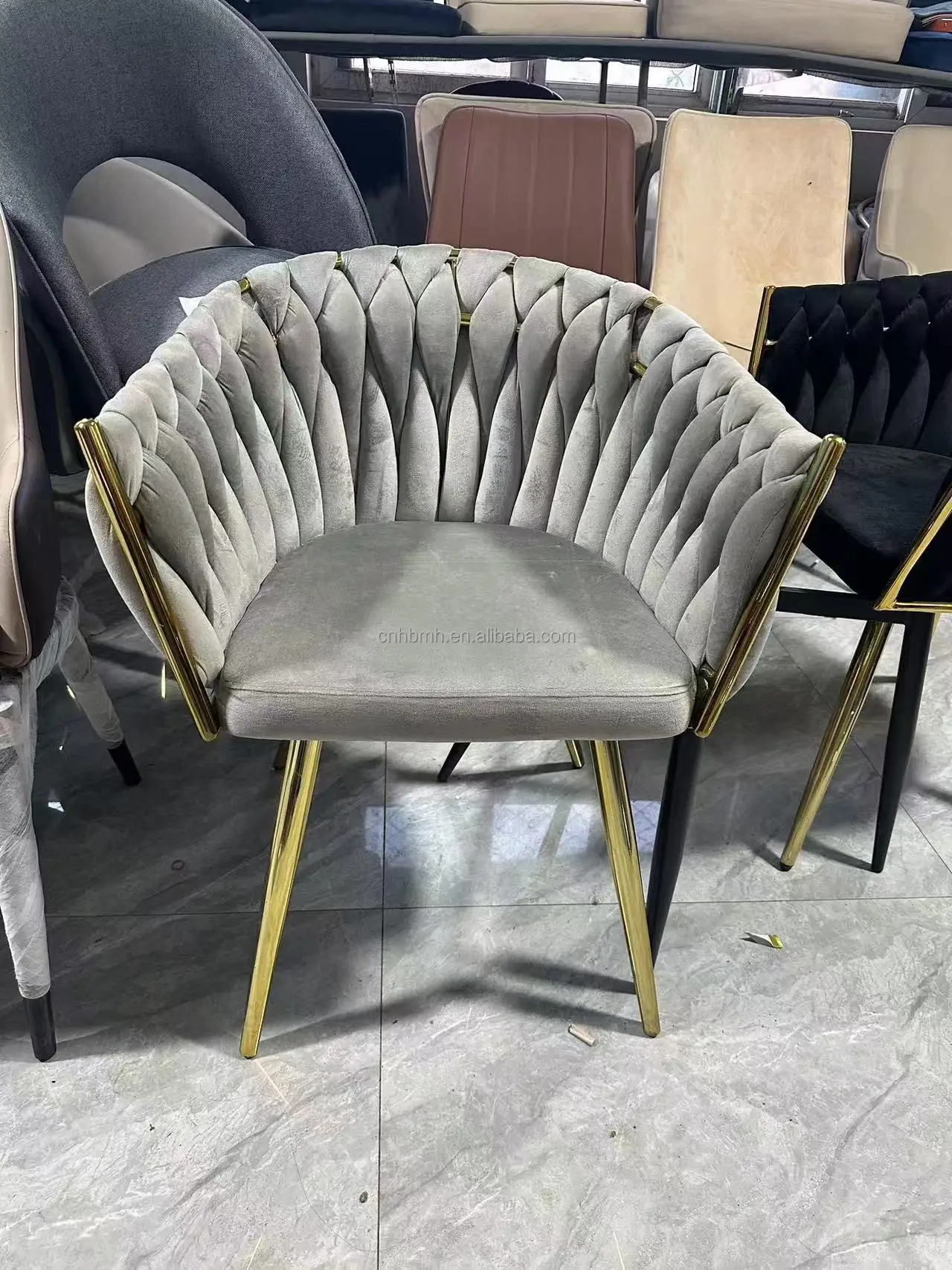 Nordic dining chair velvet club chair home stool Italian hotel light luxury leisure chair network red negotiation armchair