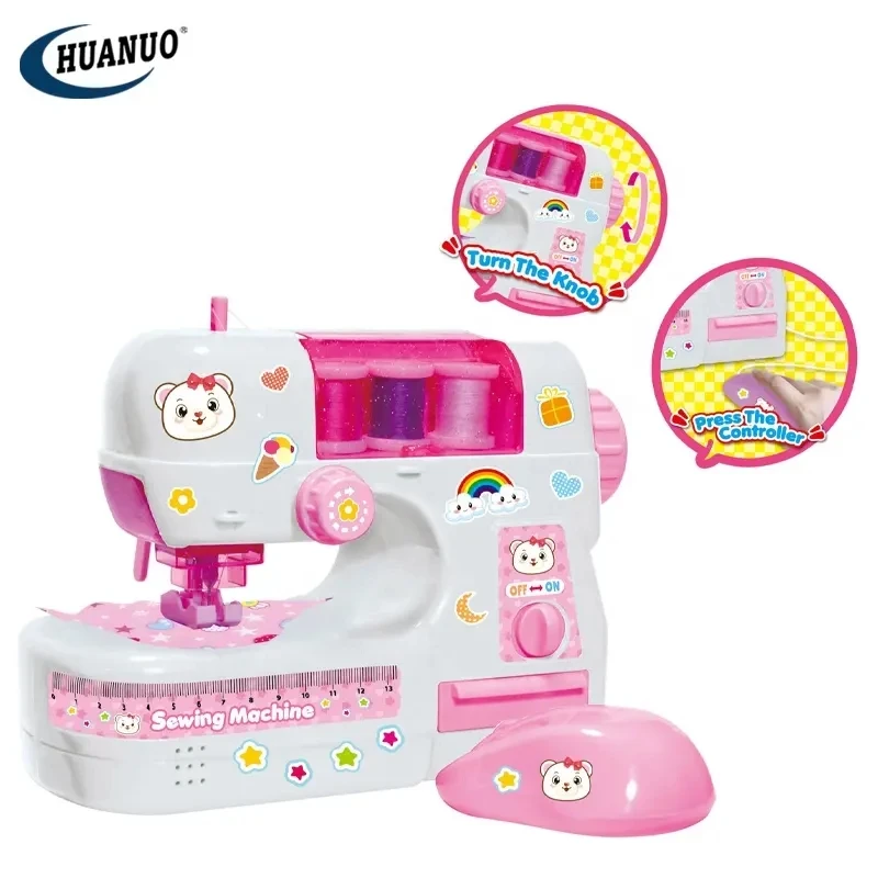 Children Mini Sewing Machine Toy Plastic Toy Sewing Machine Play House Set Electric Sewing Toy for Kids